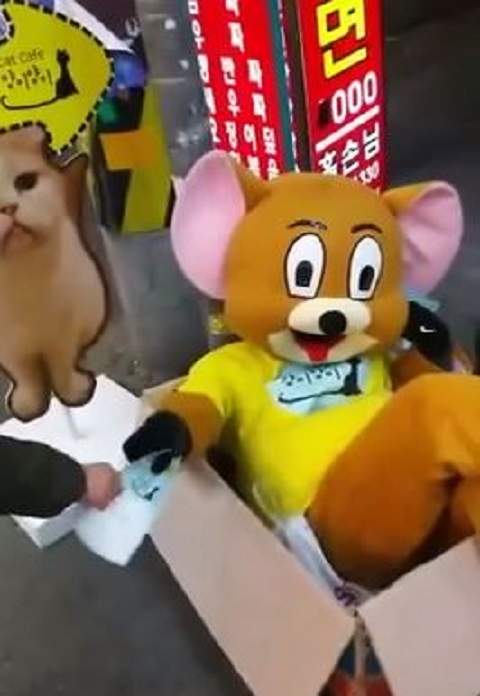 街头布偶告诉你宣传单应该怎么发